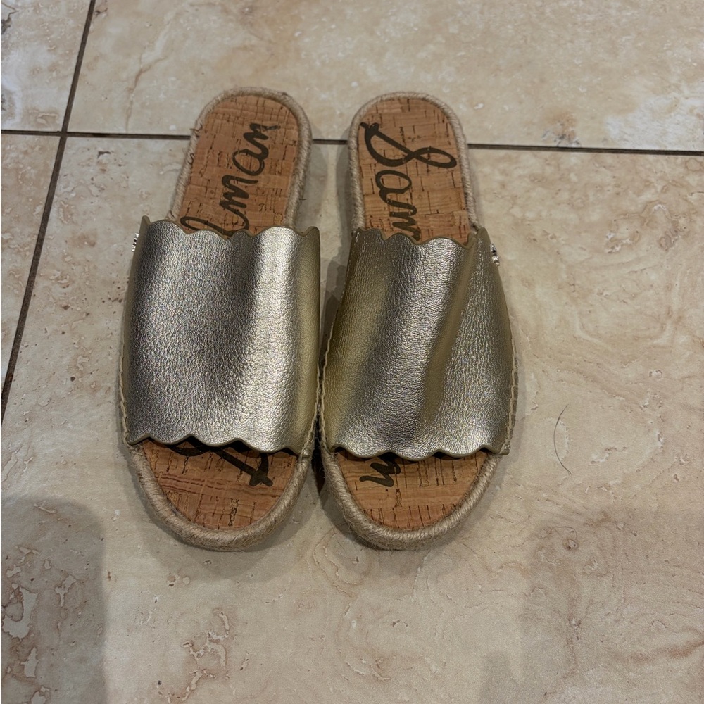 Sam Edelman Metallic Gold Slide Sandals
